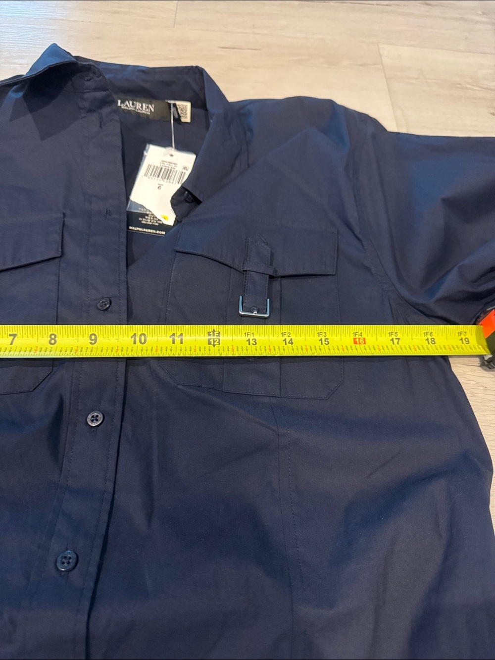 Lauren Ralph Lauren Navy Button-Front Shirt Dress with Tie Waist - Picture 10 of 14